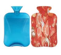 Botella de agua caliente de fresa roja con cubierta, bolsa de agua caliente transparente de 2 l para compresas frías calientes, calentador de manos pies, alivio del dolor de cuello y hombros (gato