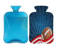 Botella de agua caliente de fútbol americano con funda esponjosa, 2 L, gran capacidad, botella de fútbol americano, bolsa de agua para noches acogedoras, alivio del dolor de espalda, cuello y hombros