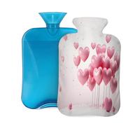 Botella de agua caliente de goma con cubierta suave, globos de amor rosa para el día de San Valentín, bolsa de agua caliente de 2 L para aliviar el dolor, terapia de frío y calor