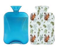 Botella de agua caliente de invierno con funda esponjosa, botella de ardilla de gran capacidad, bolsa de agua para noches acogedoras, alivio del dolor, espalda, cuello y hombros