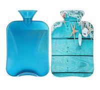 Botella de agua caliente de madera con diseño de estrella de mar con cubierta esponjosa, botella de madera de gran capacidad, bolsa de agua para noches acogedoras, alivio del dolor, espalda, cuello y