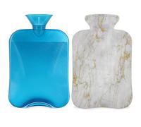 Botella de agua caliente de mármol blanco con cubierta, bolsa de agua caliente transparente de 2 l para compresas frías calientes, calentador de manos pies, alivio del dolor de cuello y hombros