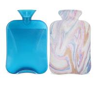 Botella de agua caliente de mármol dorado rosa con cubierta, bolsa de agua caliente transparente de 2 l para compresas frías calientes, calentador de manos pies, alivio del dolor de cuello y hombros