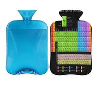 Botella de agua caliente de mesa periódica con funda esponjosa, bolsa de agua caliente de gran capacidad, bolsa de agua periódica de The Elements para noches acogedoras, alivio del dolor, espalda,