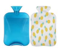 Botella de agua caliente de piña amarilla con tapa, bolsa de agua caliente transparente de 2 l para compresas frías calientes, calentador de manos pies, alivio del dolor de cuello y hombros (fruta
