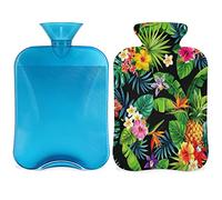 Botella de agua caliente de piña con funda esponjosa, bolsa de agua caliente de gran capacidad de 2 litros, bolsa de agua tropical para noches acogedoras, alivio del dolor, espalda, cuello y hombros