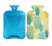 Botella de agua caliente de piña tropical con funda esponjosa, bolsa de agua caliente de gran capacidad de 2 litros, bolsa de agua de botella de piña de verano para noches acogedoras, alivio del