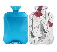 Botella de agua caliente de pintura de acuarela con cubierta, bolsa de agua caliente transparente de 2 l para compresas frías calientes, calentador de manos pies, alivio del dolor de cuello y hombros