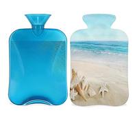 Botella de agua caliente de playa tropical con funda esponjosa, botella de playa de gran capacidad, bolsa de agua para noches acogedoras, alivio del dolor, espalda, cuello y hombros