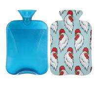 Botella de agua caliente de pollo de plumas blancas con cubierta, bolsa de agua caliente transparente de 2 l para compresas fríascalientes, calentador de manos y pies, alivio del dolor de cuello y