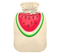 Botella de agua caliente de sandía con funda de forro polar suave, bolsa de agua caliente para aliviar el dolor de cuello y hombros, terapias frías y calientes, talla S