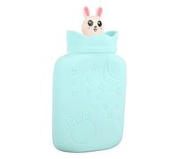 Botella de agua caliente de silicona, a prueba de explosiones, compacta para compresas calientes (azul)