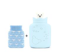 Botella de agua caliente de silicona con diseño de oso lindo, calentador de manos con pies de dibujos animados, bolsa calefactora para microondas para niñas, llena de agua, talla única (color: A)