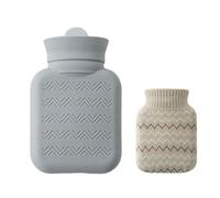 Botella de agua caliente de silicona de 300 ml con funda de cubierta suave, bolsa de agua para viajes y alivio de vacaciones, mujeres