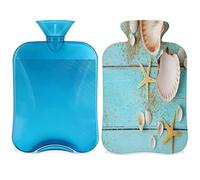 Botella de agua caliente de verano con funda esponjosa, bolsa de agua caliente de gran capacidad de 2 l, bolsa de agua de concha de mar de playa, bolsa de agua para noches acogedoras, alivio del