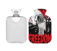 Botella de agua caliente de viaje de baloncesto sin goteo con tapa suave de 2 L, bolsa de agua para calentador de manos y pies, calambres menstruales, bolsa caliente para dolores musculares