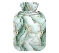 Botella de agua caliente de viaje de mármol blanco salvia verde con funda suave, bolsa térmica de 1 litro para calambres menstruales
