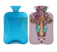 Botella de agua caliente divertida con diseño de flor de vaca con cubierta esponjosa, botella de vaca de gran capacidad, bolsa de agua para noches acogedoras, alivio del dolor de espalda, cuello y