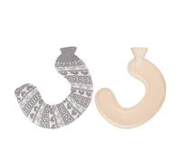 Botella de agua caliente en forma de U, botella de agua caliente y de agua caliente de cuello y hombro de 1 litro, cubierta de tela extraíble con cáscara externa suave, adecuada (Jacquard gray bow)