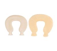 Botella de agua caliente en forma de U de 1 litro de capacidad con funda suave, calentador de cuello y hombros para alivio de las noches de invierno y viajes, hecha de caucho (Beige)