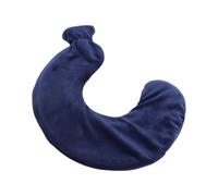 Botella de agua caliente en forma de U, protección de cuello ultra suave con bolsa de agua para calentar la columna cervical, la botella caliente de goma suave, con cubierta de (Navy blue)