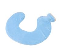Botella de agua caliente en forma de U, protección de cuello ultra suave con bolsa de agua para calentar la columna cervical, la botella caliente de goma suave, con cubierta de (Light blue)