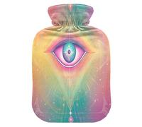 Botella de agua caliente Eye Neon Tarot Card con cubierta suave, bolsa de agua caliente de 1 litro para calentador de cuello y hombros, calentador de cuello y hombros