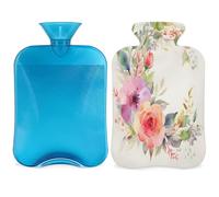 Botella de agua caliente floral con tapa, 2 L, bolsa de agua de gran capacidad para noches acogedoras, alivio del dolor, espalda, cuello y hombros