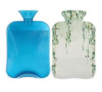 Botella de agua caliente floral con tapa de hojas de salvia de 2 l, bolsa de agua de gran capacidad para noches acogedoras, alivio del dolor, espalda, cuello y hombros