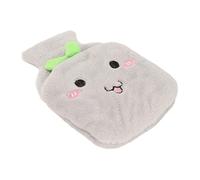 Botella de agua caliente, funda desmontable, bonita bolsa de agua caliente, transparente, mantiene el calor, fácil llenado para días fríos (gris claro)