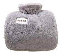 Botella de agua caliente, linda botella de agua caliente con cubierta de vellón suave Bolsa de agua caliente de PVC Terapia de frío y calor Gran regalo for mujeres y niñas (Color : Gray)