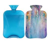 Botella de agua caliente moderna con tapa, diseño de flores artísticas, bolsa de agua caliente de 2 litros para aliviar el dolor, cuello y hombros, manos, pies, compresa caliente y fría
