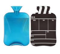 Botella de agua caliente negra con cubierta esponjosa de 2 l, botella de película de gran capacidad, bolsa de agua para noches acogedoras, alivio del dolor, espalda, cuello y hombros