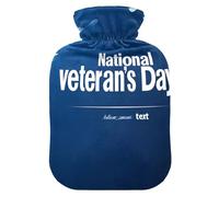 Botella de agua caliente para el Día del Veterano con pies de cubierta suave y calentador de cama, bolsa de agua caliente para aliviar el dolor de cuello y hombros, 1 litro