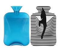 Botella de agua caliente para gatos con funda esponjosa, bolsa de agua caliente de gran capacidad de 2 litros, bolsa de agua para botellas de gato para noches acogedoras, alivio del dolor, espalda,