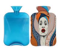 Botella de agua caliente para mujeres africanas con funda, 2 L, bolsa de agua de gran capacidad para noches acogedoras, alivio del dolor, espalda, cuello y hombros