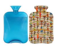 Botella de agua caliente para mujeres étnicas africanas con tapa, 2 L, bolsa de agua de gran capacidad para noches acogedoras, alivio del dolor, espalda, cuello y hombros