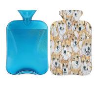 Botella de agua caliente para perro con funda esponjosa, 2 l, botella de perro de gran capacidad, bolsa de agua para noches acogedoras, alivio del dolor, espalda, cuello y hombros