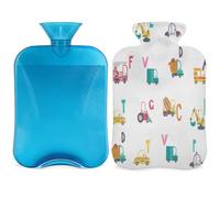 Botella de agua caliente para vehículo de ingeniería de dibujos animados con tapa, bolsa de agua caliente transparente de 2 l para compresas frías calientes, calentador de manos pies, alivio del