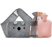 Botella de agua caliente recargable de felpa con cinturón para llevar puesta, botella de agua caliente de dibujos animados linda botella de agua caliente de goma para cuello, espalda, hombros, alivio