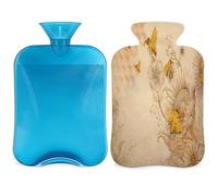 Botella de agua caliente retro con diseño de abejas y flores silvestres con funda, bolsa de agua de gran capacidad de 2 litros para noches acogedoras, alivio del dolor, espalda, cuello y hombros