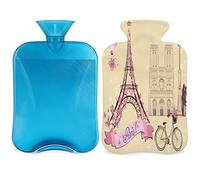 Botella de agua caliente rosa de la Torre Eiffel de París con cubierta esponjosa, bolsa de agua caliente de gran capacidad, bolsa de agua para la Torre Eiffel para noches acogedoras, alivio del