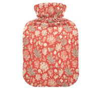 Botella de agua caliente única de color rojo coral con cubierta suave, compresa caliente de 2 litros para calambres menstruales