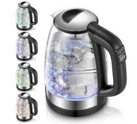 Botella de agua con Ajustes de Temperatura, Botella de Agua FOHERE de Vidrio, Botella de Agua de Vidrio de Acero Inoxidable con 5 Selecciones de Temperatura y LED que Cambia de Color, Función de Mantenimiento de Calor de 2 horas, Sin BPA