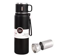 Botella de agua con colador de té, infusor, botella de acero inoxidable con taza de café, botellas de agua aisladas al vacío, térmica para bebidas calientes/bebidas frías, aislamiento de 24 horas