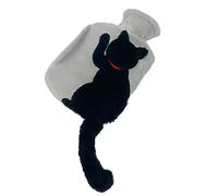 Botella de agua con funda de tela dulce en forma de gato, alivia las calambres menstruales para aliviar el dolor en el cuello