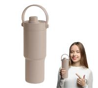 Botella De Agua Con Pajita - 735ML Tazas para Bebidas Frías con Tapas | Grande Fondo Plano Taza De Vacío Revestimiento Cerámico Antifugas Con Tapa Para Senderismo Entrenamiento Leche Caliente Acampada