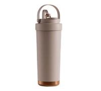 Botella de agua con tapa de paja - 750 ml con paja, revestimiento de cerámica de doble pared aislada al vacío - Protección contra fugas | Botella portátil para camping - Entrenamiento diario Deportes