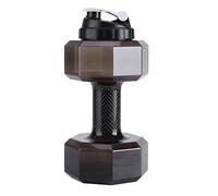 Botella de agua de 2.2L Botella de grado alimenticio Copa de entrenamiento Ejercicio Deportes Forma de pesa Negro Rejilla a prueba de fugas Textura Parte media