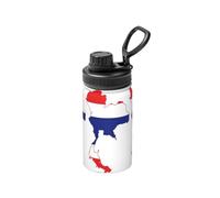 Botella de agua de acero inoxidable aislada con estampado de mapa de la bandera de Tailandia, botella de agua deportiva de 12 onzas, ideal para viajes